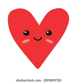 Vector hand drawn doodle sketch red heart with face isolated on white background
