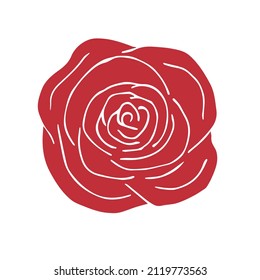 Vector hand drawn doodle sketch red rose flower isolated on white background