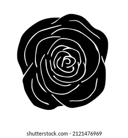 Vector hand drawn doodle sketch black rose flower isolated on white background