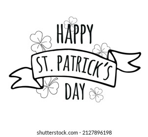 Vector hand drawn doodle sketch saint Patrick day lettering isolated on white background