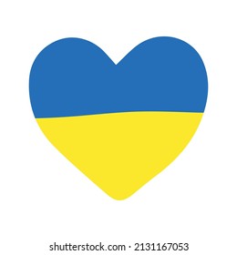 Vector hand drawn doodle sketch heart with Ukraine flag isolated on white background