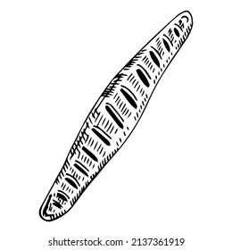 Vector hand drawn doodle sketch baguette bread isolated on white background
