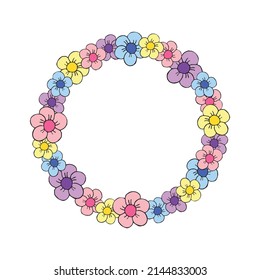 Vector hand drawn doodle sketch colorful flower frame isolated on white background