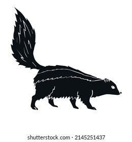 Vector hand drawn doodle sketch black skunk isolated on white background