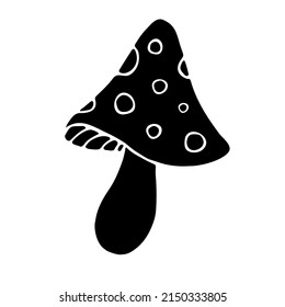 Vector hand drawn doodle sketch black fly agaric mushroom isolated on white background