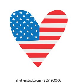 Vector hand drawn doodle sketch American flag heart isolated on white background