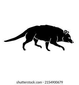 Vector hand drawn doodle sketch black opossum isolated on white background