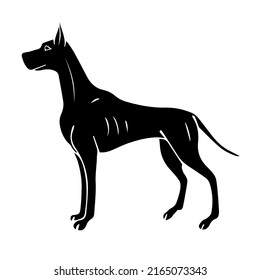 Vector hand drawn doodle sketch black great dane dog isolated on white background