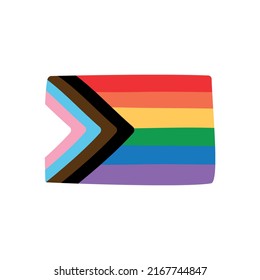 Dibujo de doodle dibujado a mano lgbt nueva bandera arco iris aislado en fondo blanco