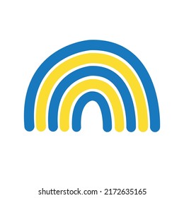 Vector hand drawn doodle sketch Ukraine flag rainbow isolated on white background