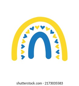 Vector hand drawn doodle sketch Ukraine flag rainbow isolated on white background