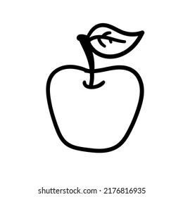 Vector hand drawn doodle sketch Apple with Leaf. Vector isolated Cartoon Food element illustration.