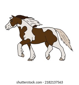 Vector hand drawn doodle sketch colored gypsy horse isolated on white background