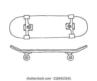 Vector hand drawn doodle sketch skateboard isolated on white background