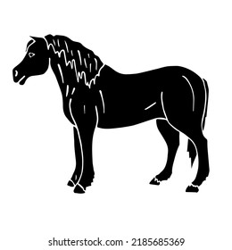 Vector Hand Drawn Doodle Sketch Black Draft Horse Isolated On White Background