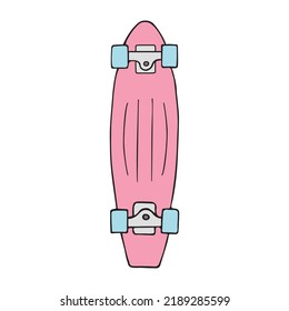 Vector hand drawn doodle sketch colored cruiser skateboard isolated on white background