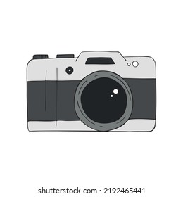Vector hand drawn doodle sketch colored photo camera isolated on white background