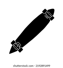 Esbozo de doodle dibujado a mano tablero de skateboard negro aislado en fondo blanco
