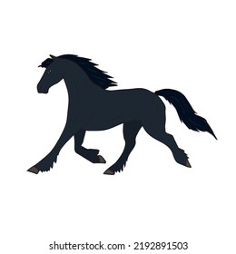 Vector hand drawn doodle sketch colored friesian horse isolated on white background
