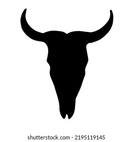 Vector Hand Drawn Doodle Sketch Cow Bull Skull Silhouette Isolated On White Background