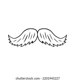 Vector hand drawn doodle sketch mustache isolated on white background