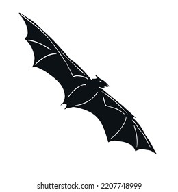 Vector hand drawn doodle sketch black flying bat isolated on white background