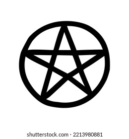 Esbozo de doodle dibujado a mano del vector pentagram aislado en fondo blanco