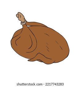 Vector hand drawn doodle sketch colored turkey isolated on white background