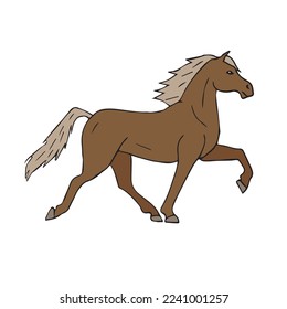 Vector hand drawn doodle sketch colored Iceland horse isolated on white background