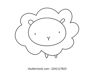 Vector hand drawn doodle sketch baby sheep isolated on white background. Design for girls or boys, kids. Children illustration for fashion clothes, poster, banner.