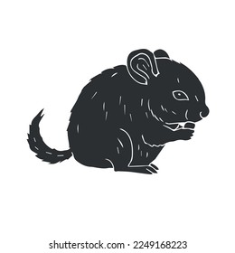 Vector hand drawn doodle sketch black chinchilla isolated on white background