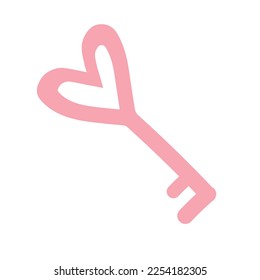 Vector hand drawn doodle sketch key with heart isolated on white background