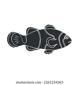 Vector hand drawn doodle sketch black clown fish isolated on white background