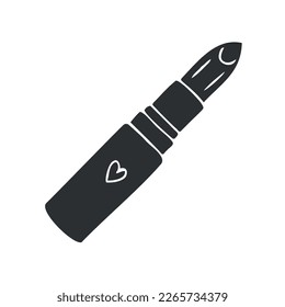 Esbozo de doodle dibujado a mano del vector lápiz labial negro aislado en fondo blanco