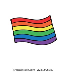 Vector hand drawn doodle sketch lgbt rainbow flag isolated on white background