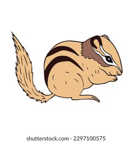 Vector hand drawn doodle sketch colored chipmunk isolated on white background