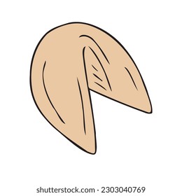 Vector hand drawn doodle sketch colored Chinese cookie isolated on white background