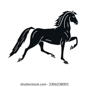 Vector hand drawn doodle sketch black American Saddlebred horse isolated on white background