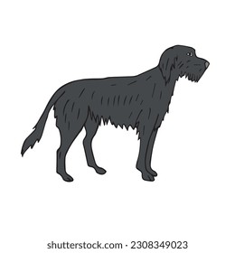 Dibujo del doodle dibujado a mano del vector perro lobo de color aislado en fondo blanco