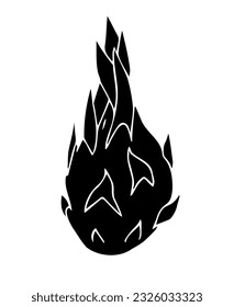 Vector hand drawn doodle sketch black dragon fruit isolated on white background