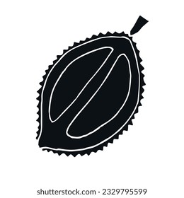 Vector hand drawn doodle sketch black durian fruit isolated on white background