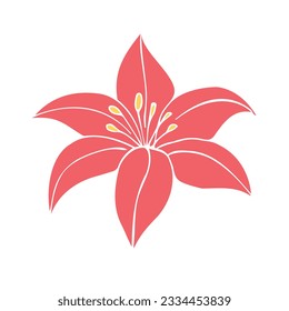 Dibujo del doodle dibujado a mano del vector color Flor Lilly aislada en fondo blanco