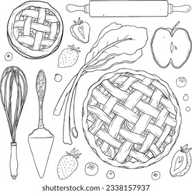 Vector hand drawn doodle sketch pie tart isolated on white background
