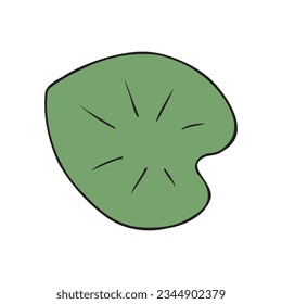 Esbozo de doodle dibujado a mano hoja de lirio de agua verde aislado en fondo blanco