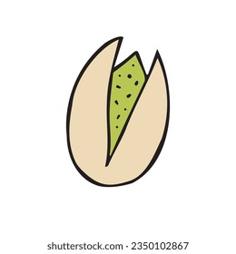 Vector hand drawn doodle sketch colored pistachio nut isolated on white background