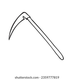 Esbozo de doodle dibujado a mano del vector Scythe aislado en fondo blanco