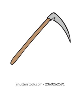 Vector hand drawn doodle sketch colored Scythe isolated on white background