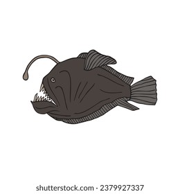 Vector hand drawn doodle sketch colored angler fish isolated on white background