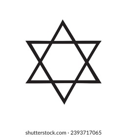 Vector hand drawn doodle sketch Jewish David star isolated on white background