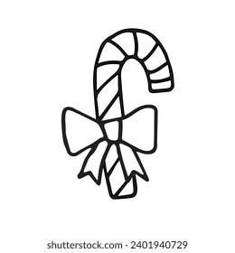 Vector hand drawn doodle sketch Christmas candy with bowtie isolated on white background